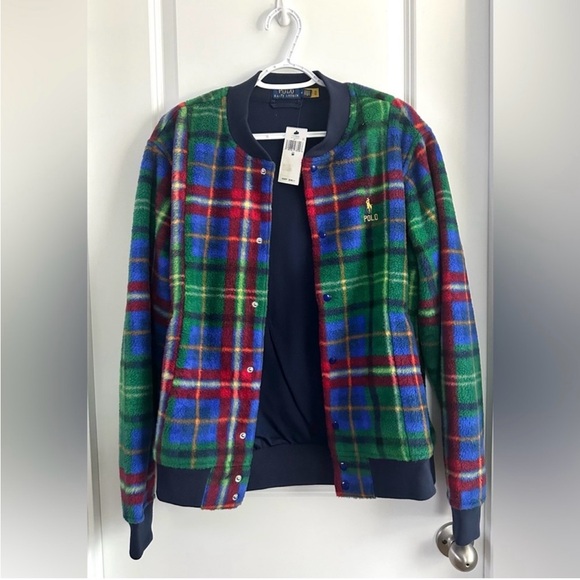NWT - Polo Ralph Lauren Plaid Fleece Sweater / Jacket / M